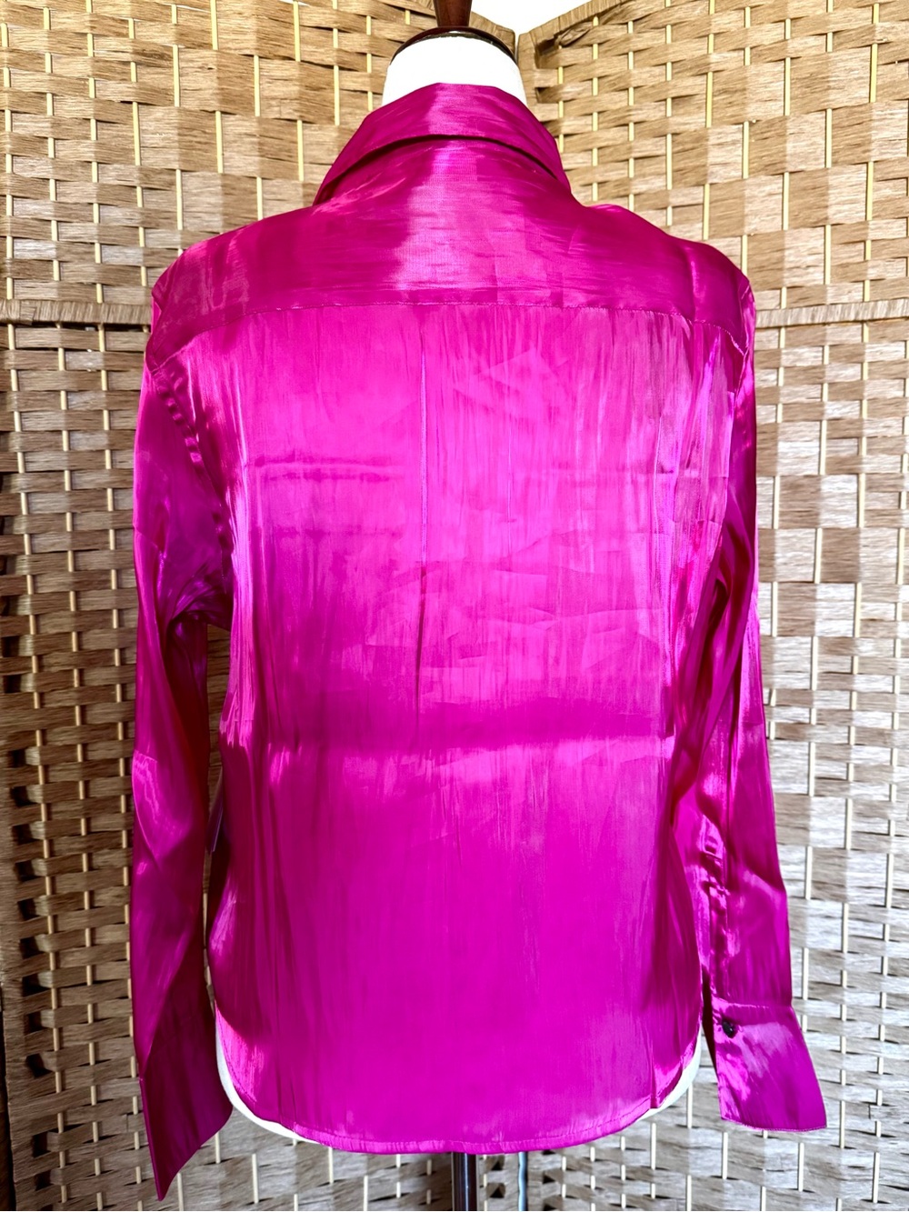 NWT DKNY hot pink button front shirt L - Picture 7 of 11